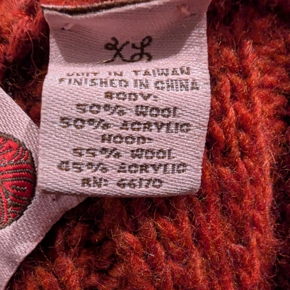 Vintage Y2K Anthropologie wool blend hooded knit crop cardigan,  orange Size XL - Picture 14 of 15